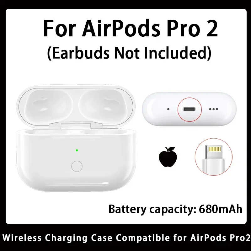 Vervanging van draadloze oplaadcassette voor originele Airpods Pro 1/2/3 generatie, vervanging van de opladerdoos met 【USB Type C】 Opladen - afbeelding 1