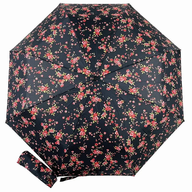 Light luxury sturdy windproof rain proof dual-use foldable round aluminum umbrella commuting ultra light sun and UV protection