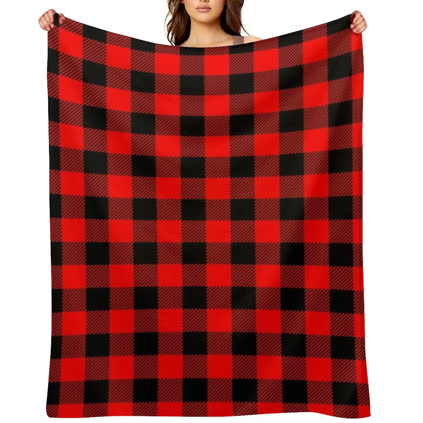 

Buffalo Check Red and Black Plaid Lumberjack Canadiana Style Throw Blanket Multi-Purpose Giant Sofa for babies Polar Blankets