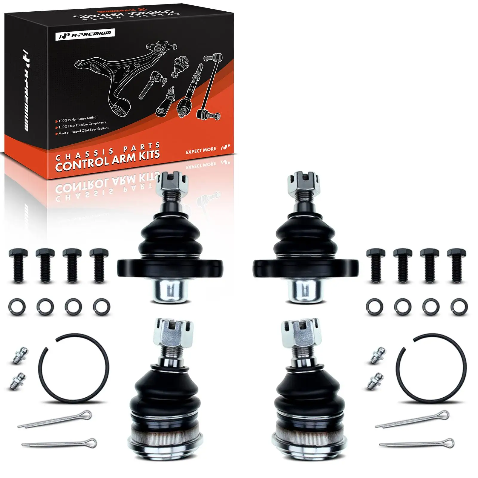 A-Premium 4x Front Lower & Upper Ball Joints for Nissan D21 1986-1994 Pickup 1995-1997