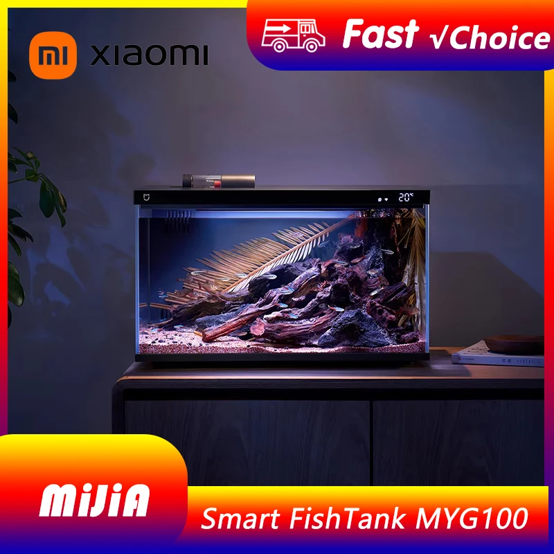 خزان الأسماك الذكي Xiaomi Mijia الجديد 20L يعمل مع تطبيق Mijia الذي يتم التحكم فيه عن بعد في الهاتف المحمول ونظام الإضاءة الذكي لحوض السمك الخفيف