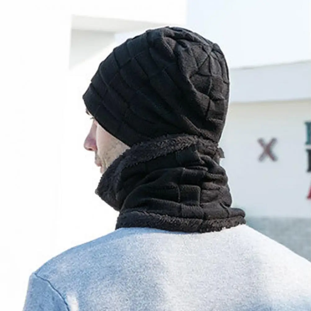 Winter Hat Scarf Set Cozy Winter Hat Scarf Set for Men Knitted Anti-slip Warm Neck Warmer for Cycling Riding Solid Colors Winetr