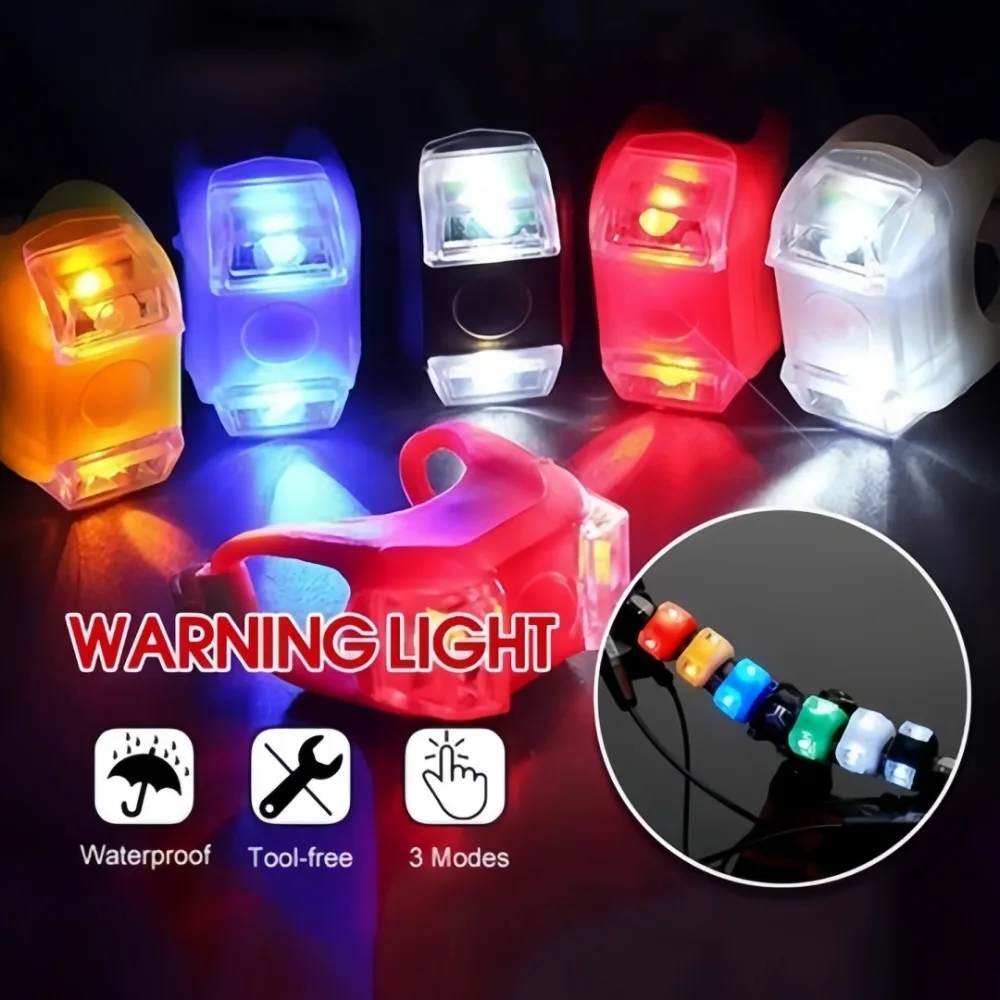1/4pcs Bike Light Silicone Waterproof LED Flashing Outdoor Night Riding Safety Warning Light Bicycle Decorative Accessories