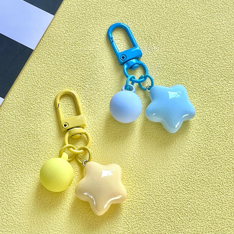 Colorful Stars Keychain Resin Resin Star Keychain For Women Girls Earphone Case Backpack Decoration Car Key Decoration