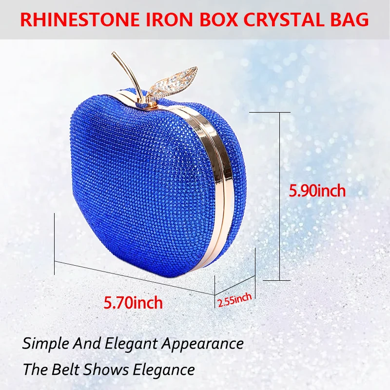 Red Apple Style Party Wallet Crystal Diamond Rhinestone Hand-held Evening Mini Bag Women\'s silver Gold Crossbody Dinner Bag