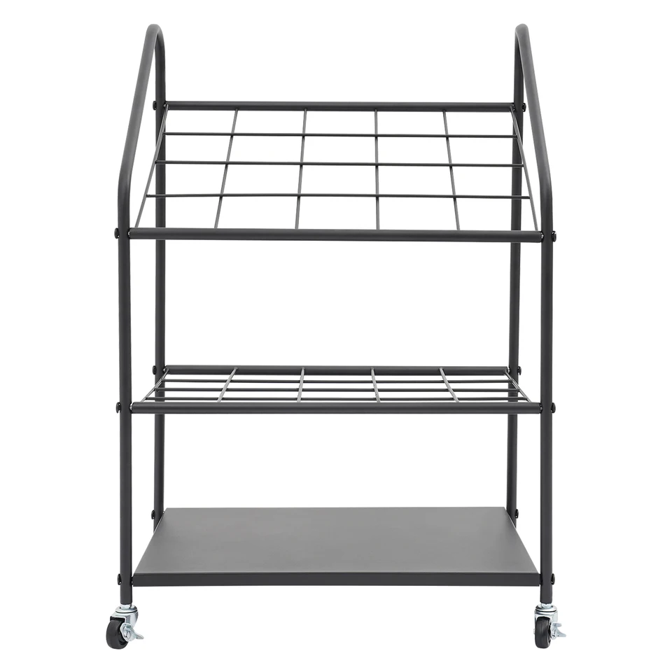 Black Iron Blueprint Storage Rack with Wheels