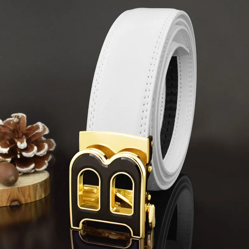 3.5cm High-quality Men\'s Belt Business Casual B Automatic Buckle Leather Two-layer Cowhide All-match Suit Belt for Men