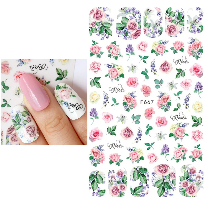 Summer Flower Nail Sticker cuore in bianco e nero forniture per unghie decalcomania per unghie lussuosi adesivi a farfalla per la decorazione delle unghie delle unghie