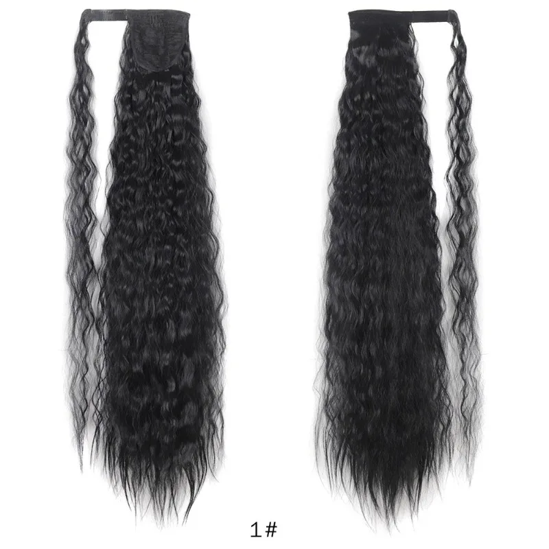 Woman Daily Wig Velcro Corn Perm Long Ponytail Music Festival Clothing Match Fluffy High Ponytail Party Headwear Long Curly Hair