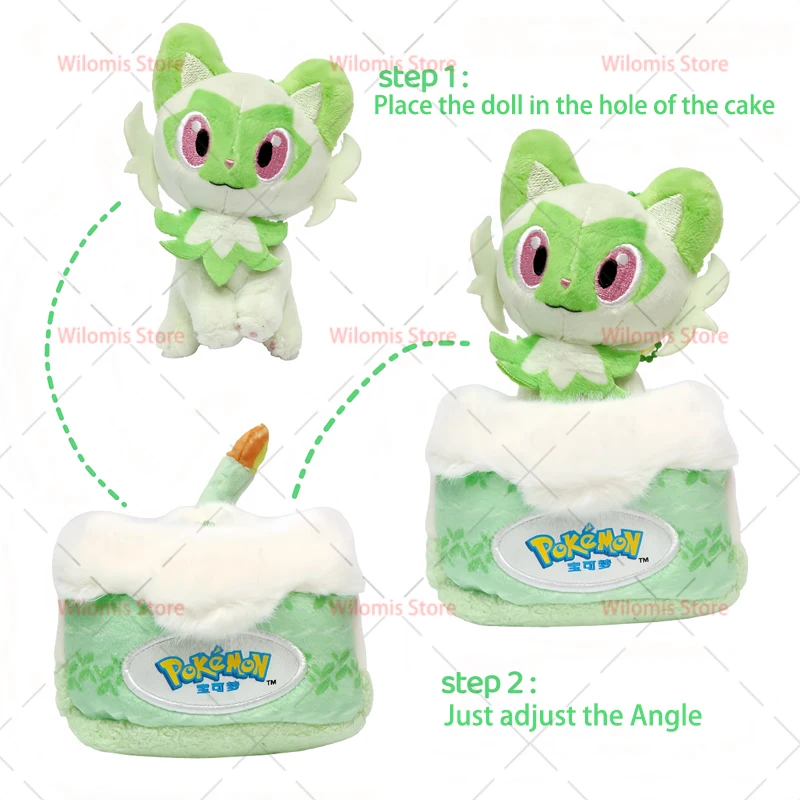 Nouveau jouet en peluche Pokemon Sprigatito Original, dessin animé Kawaii, gâteau Sprigatito, porte-clés, pendentif de sac, poupée douce, cadeau d'anniversaire