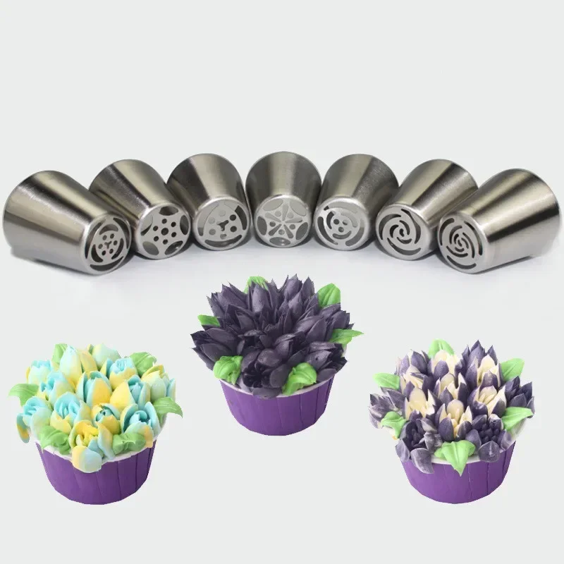 7style New Stainless Steel Icing Piping Nozzles Russian Tulip Mould Flower Cream Pastry Tip Kitchen Cupcake Cake Decorating Tool