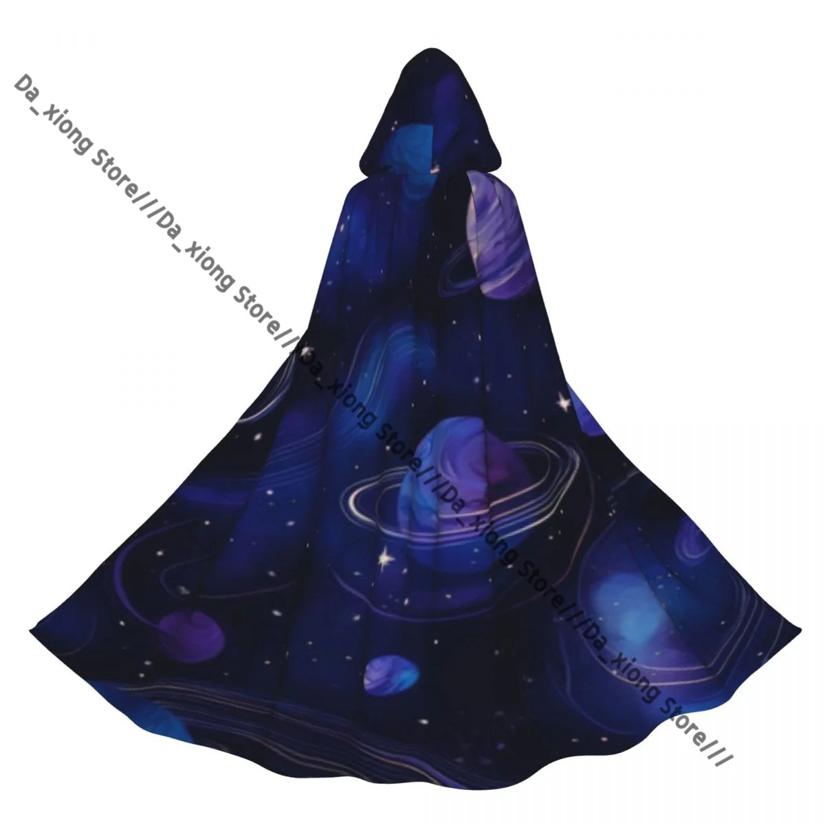 Capa de bruja con capucha para adultos, disfraz de Cosplay de planetas brillantes, estrellas centelleantes y galaxias giratorias, capa larga de fiesta para Halloween