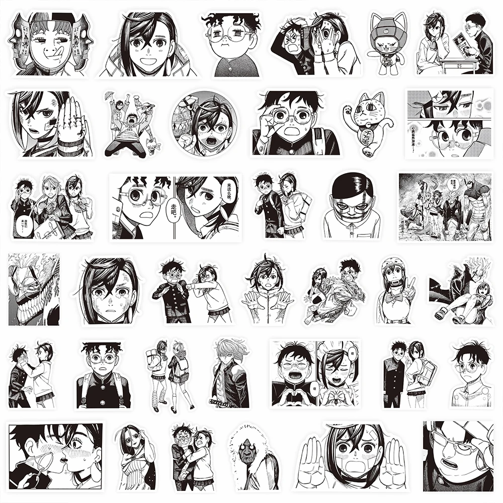 10/30/80pcs Cool Anime Dandadan Stickers Cartoon Sticker Toy DIY Skateboard Phone Notebook Black White Graffiti Decal Decoration