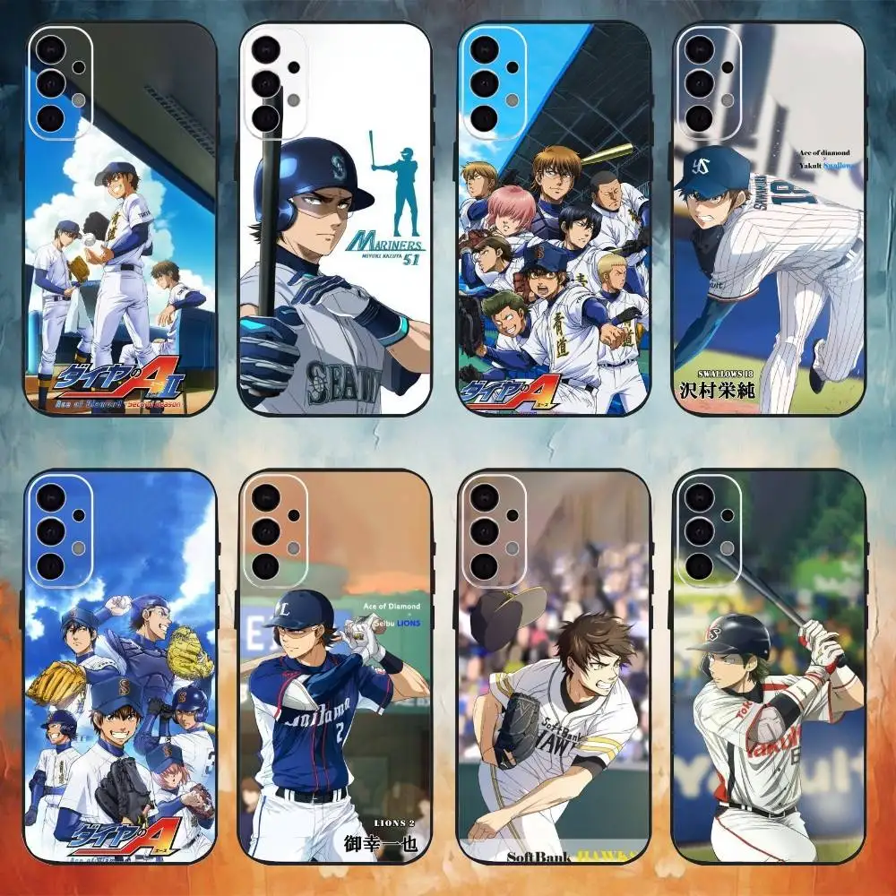 Capa de Telefone Ace of the Diamond Act 2026 para Samsung S26,25,24,21,22,23,30,20,Ultra,Plus,Fe,Lite, Capa Macia Preta