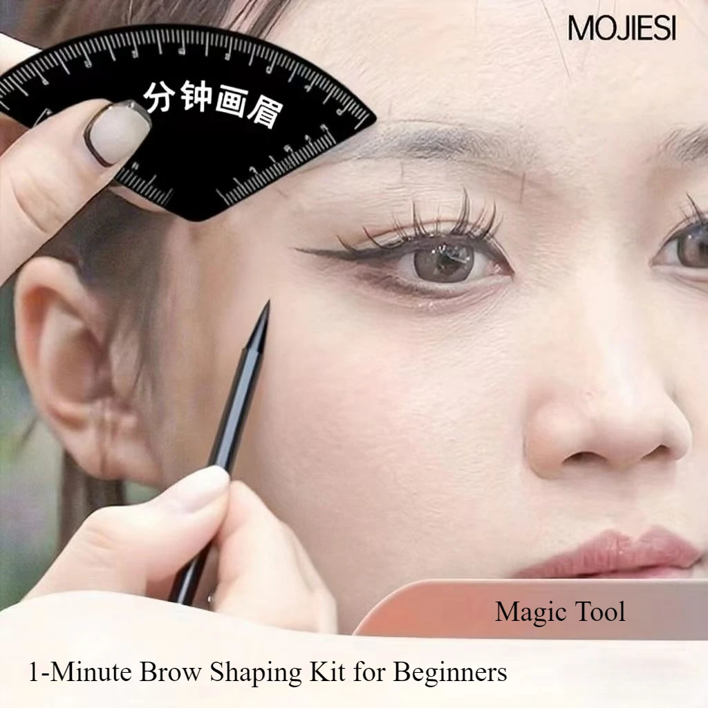 Brow Shaping Kit van 1 minuut voor beginners: stencilliniaal en gids - snel ontwerp, wenkbrauwmapping, precisieliniaal en gids