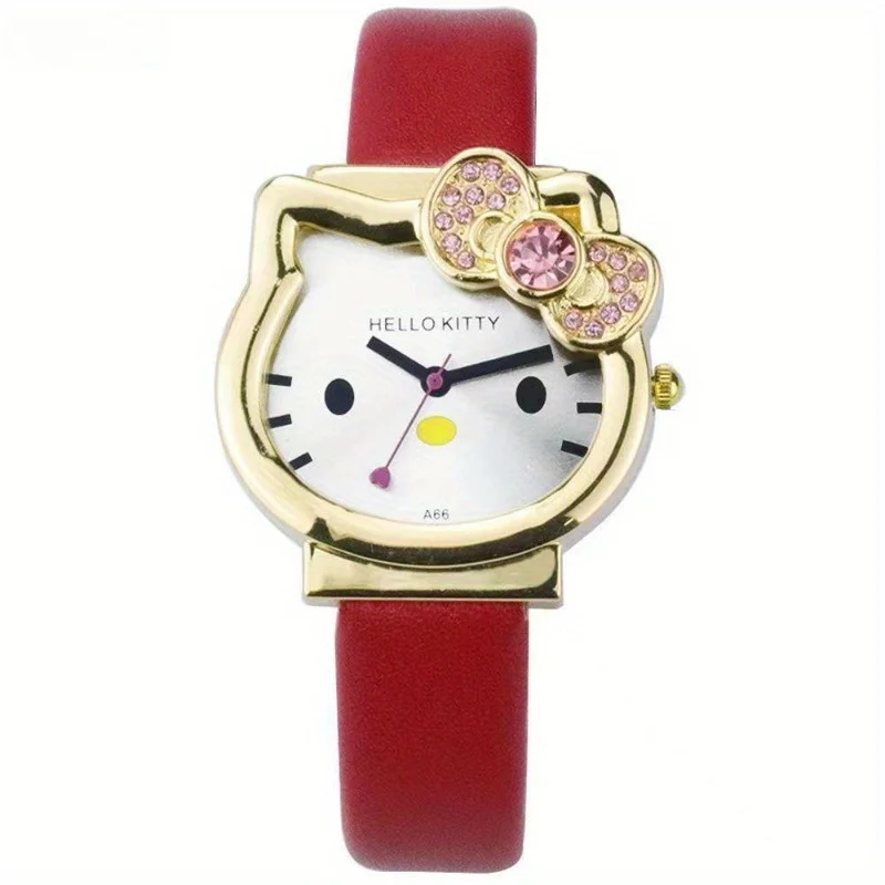 Hello Kitty Cute Quartz Watch Sweet Girly Cartoon Wristwatch Ideal Birthday Christmas Halloween Accessories Gift for Girls