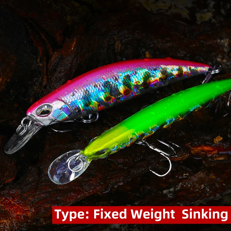 TSURINOYA DW75 Sinking Minnow Fishing Lure 70mm 8.9g Artificial Hard Bait Jerkbait Wobbler Bass Trout Freshwater Fishing Tackle