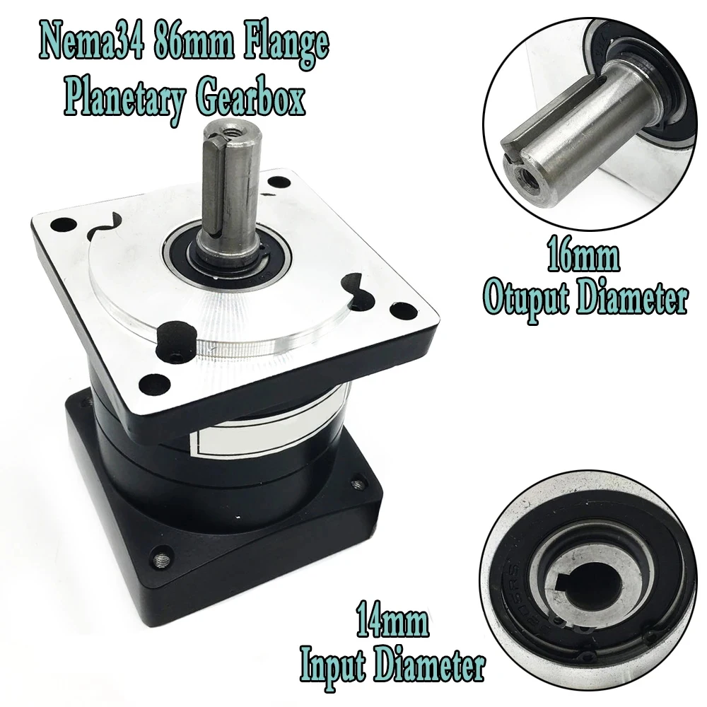 Nema34 Planet Reducer Motor set Ratio 3:1-216:1 Output 16mm Planetary Gearbox Gear 4.5/8.5/12Nm Nema34 Stepper Motor Drive CNC