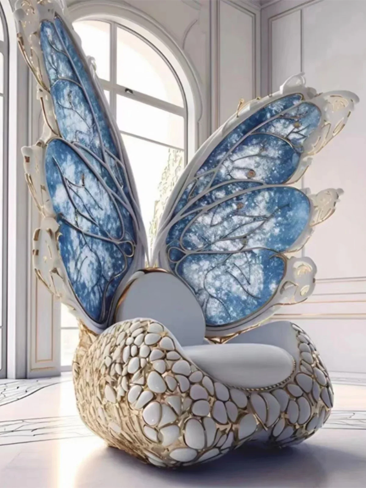 Nordic light luxury queen pure copper stainless steel enamel color inlaid butterfly sofa