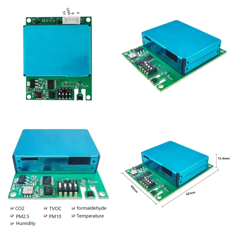 7-In-1 air quality sensor module PM2.5 PM10 CO2 TVOC CH2O temperature and humidity sensor for indoor environmental monitoring