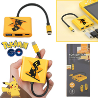 Pokemon Pikachu Switch Dock for Nintendo Switch 3 in 1 Portable Type-C 8k 60HZ USB 2.0 Hub TV PC Laptop Gaming Docking Station