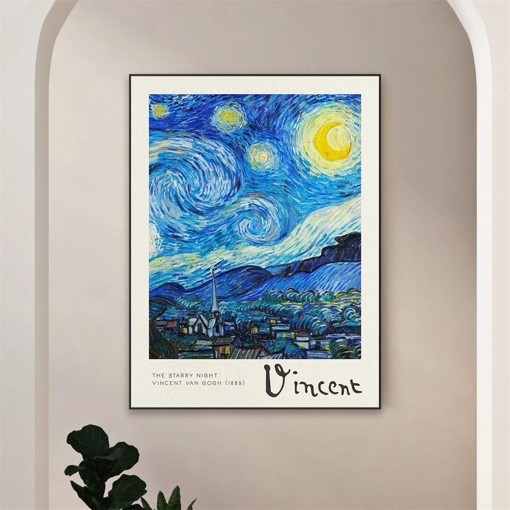 Vintage Classical Van Gogh Posters The Starry Night Print Cafe Terrace at Night Canvas Painting Home Reading Room Bedroom Decor