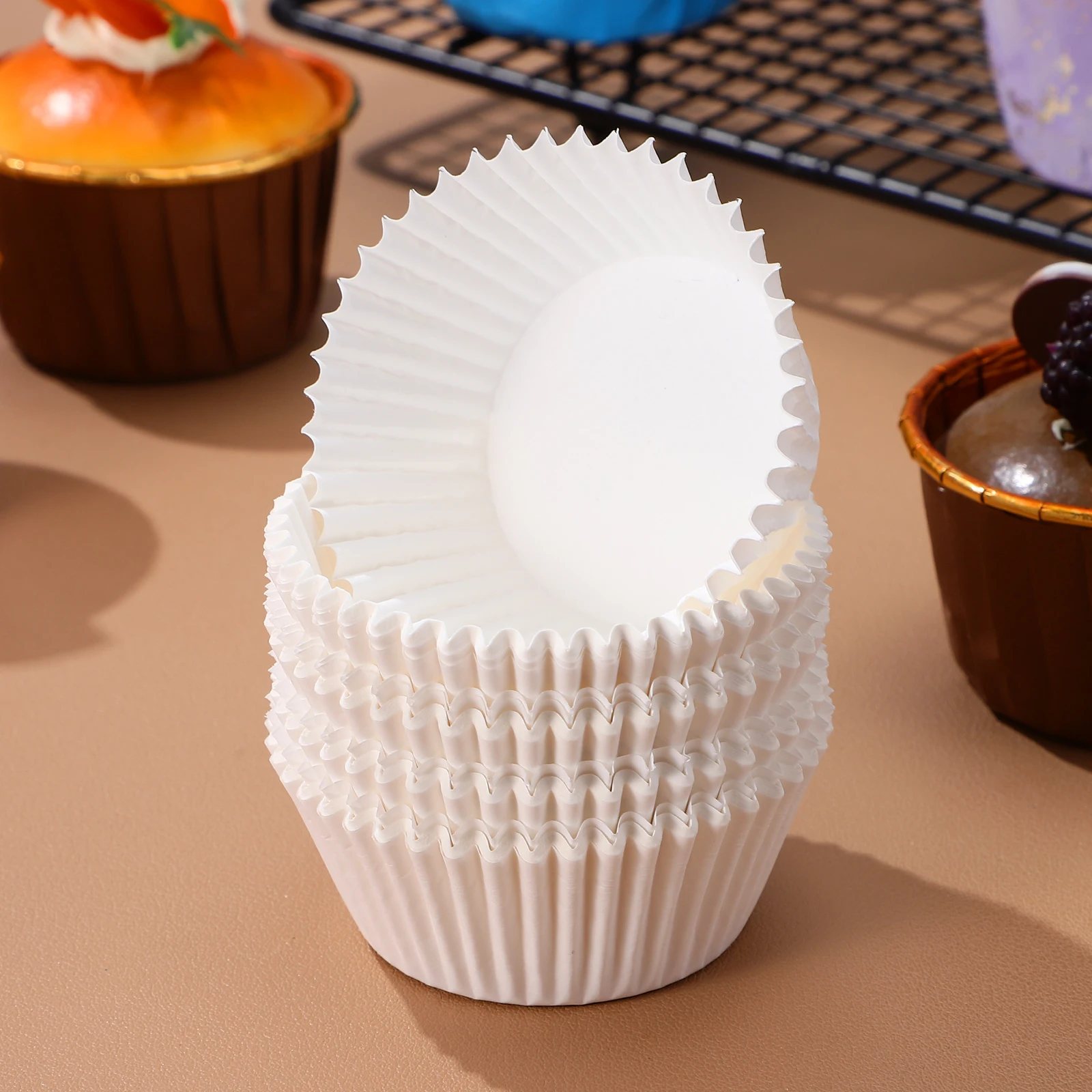 

100 Pcs Baking Cupcake Liners High Temp Resistant Oil Proof Food Grade Paper Cups Wrappers For Dessert Shop Bakery