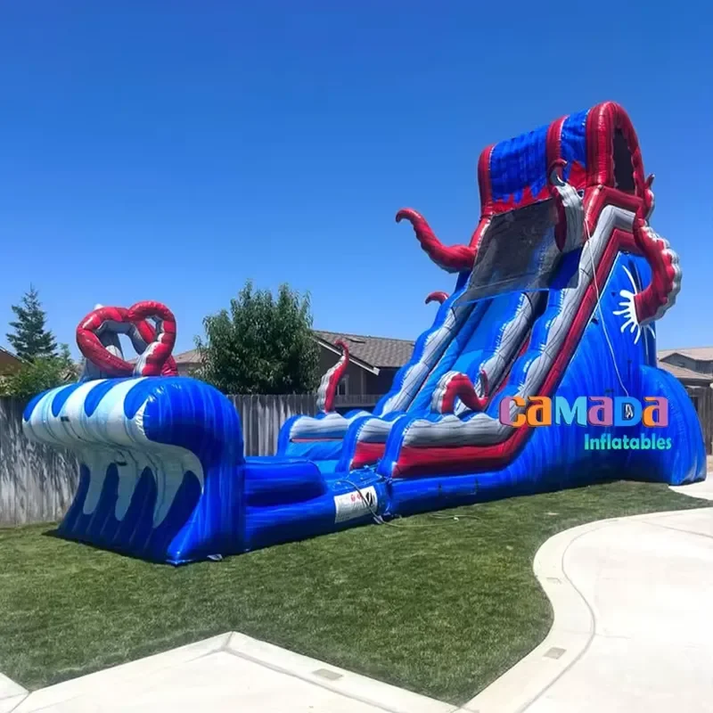 Shark Octopus Ocean Themed Inflatable Water Slide Waterslide Giant Inflatable Pool Slide Castle for Fun Rental Equipment