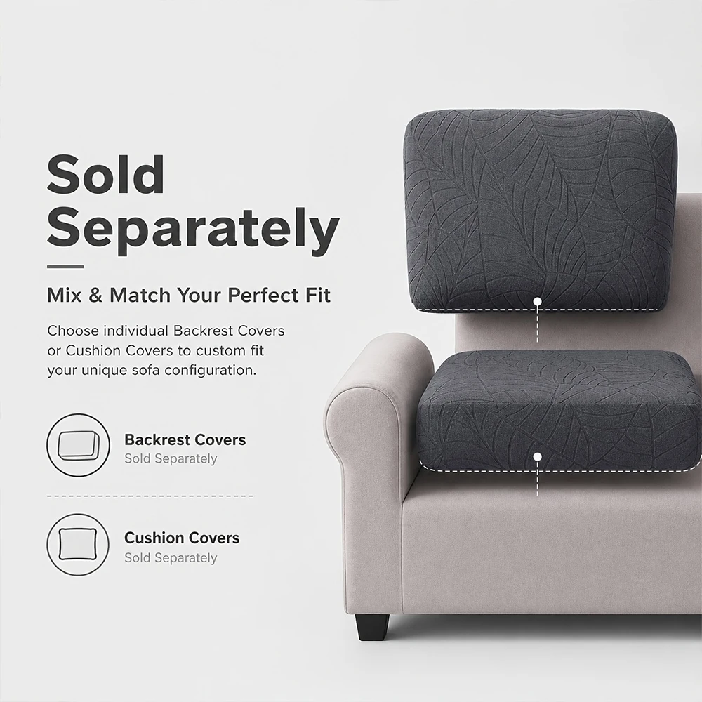 6pcs Jacquard Sofa Covers Sretchy Durable Sofa Seat Couch Slipcover Leaf Pattern Universal Sofa Furniture Protective Cover