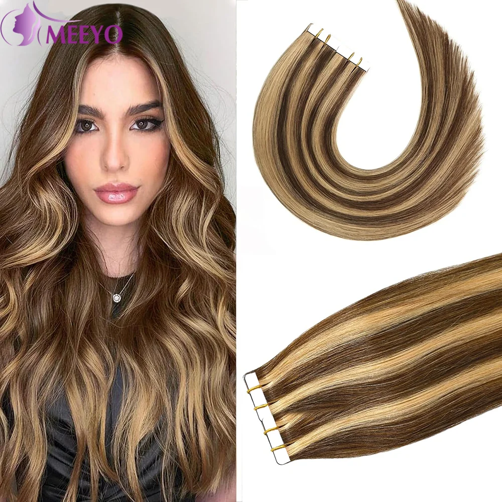 

Tape In Hair Extensions Highlight Straight Color #P4/27 Seamless Invisible Tape In Human Hair Extensions 16-26 Inches 20Pcs 50G