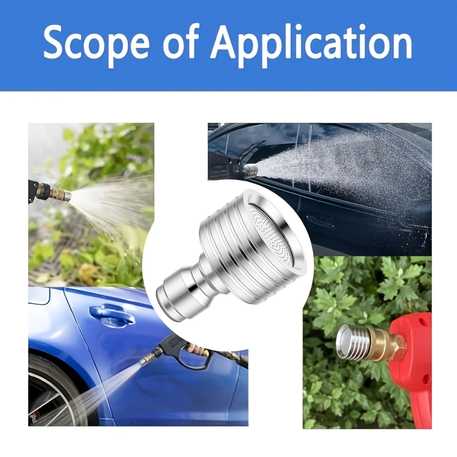 High Pressure Water Gun Interface Washing Nozzle Stainless Steel Shower Blades 1/4 Quick Connect Wash Cars Garden Urban Tool view 4