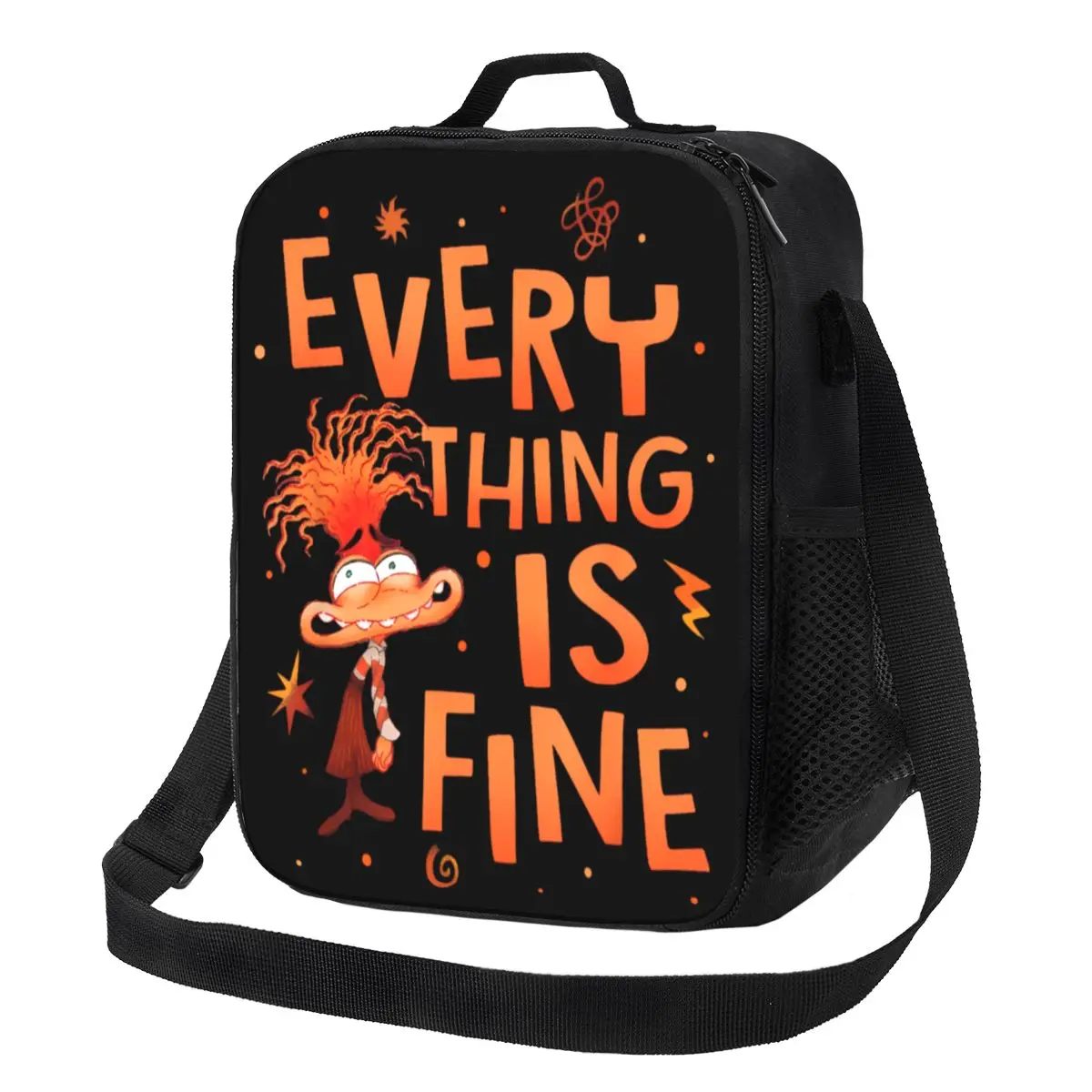 Custom Everything Is Fine Anxiety Inside Out Lunch Bag Women Thermal Cooler Insulated Lunch Boxes for Kids School