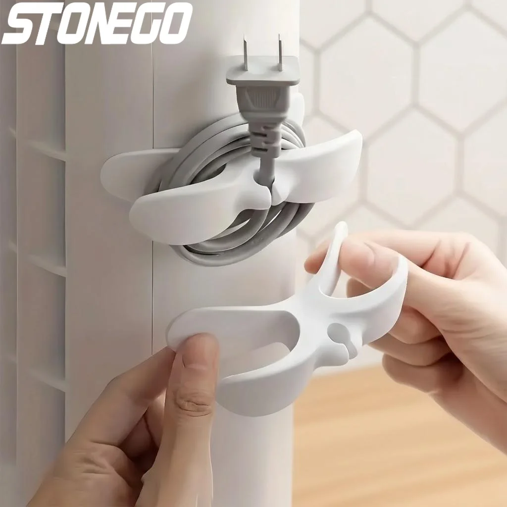 1Pc Wall Mounted Power Plug Cable Organizer Secure Clamps Simplify Data Cable Management Home Office