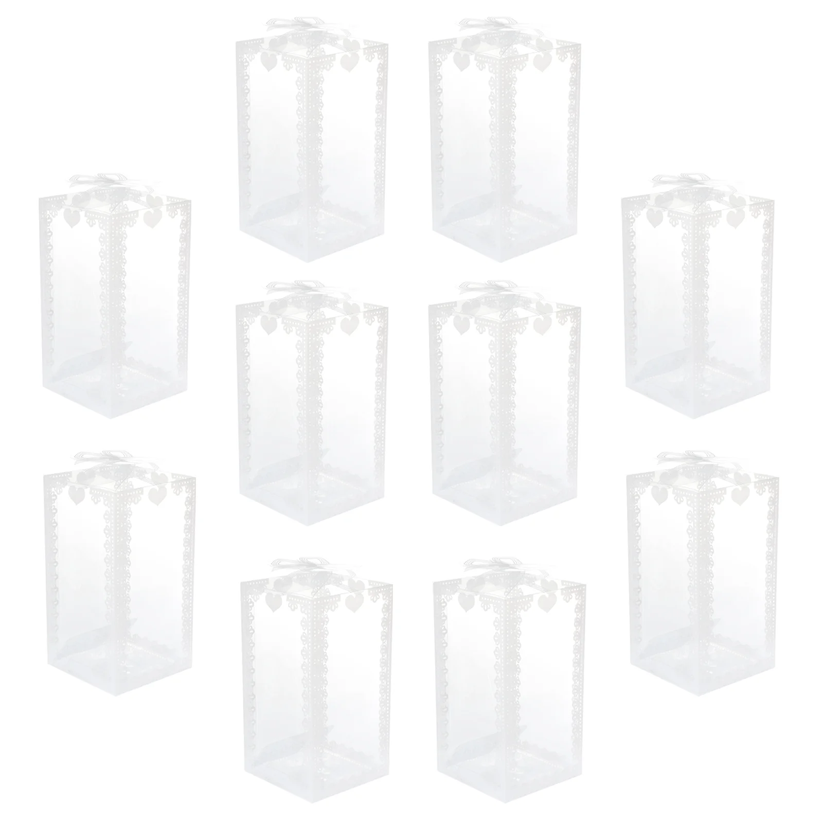 10 Pcs PVC Transparent Favor Boxes Rectangular Candy Packaging Party Favor Containers for Christmas Wedding Halloween