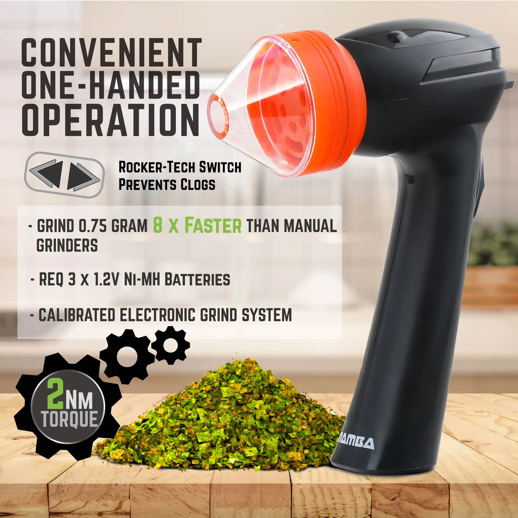 

Электрическая шлифовальная машина Mamba Lite 0,75 г-8X Faster с крутящим моментом Rocker-Tech 2 нм, 3,6 В, Ni-MH, гигиенический дизайн одной рукой для кухни/путешествий