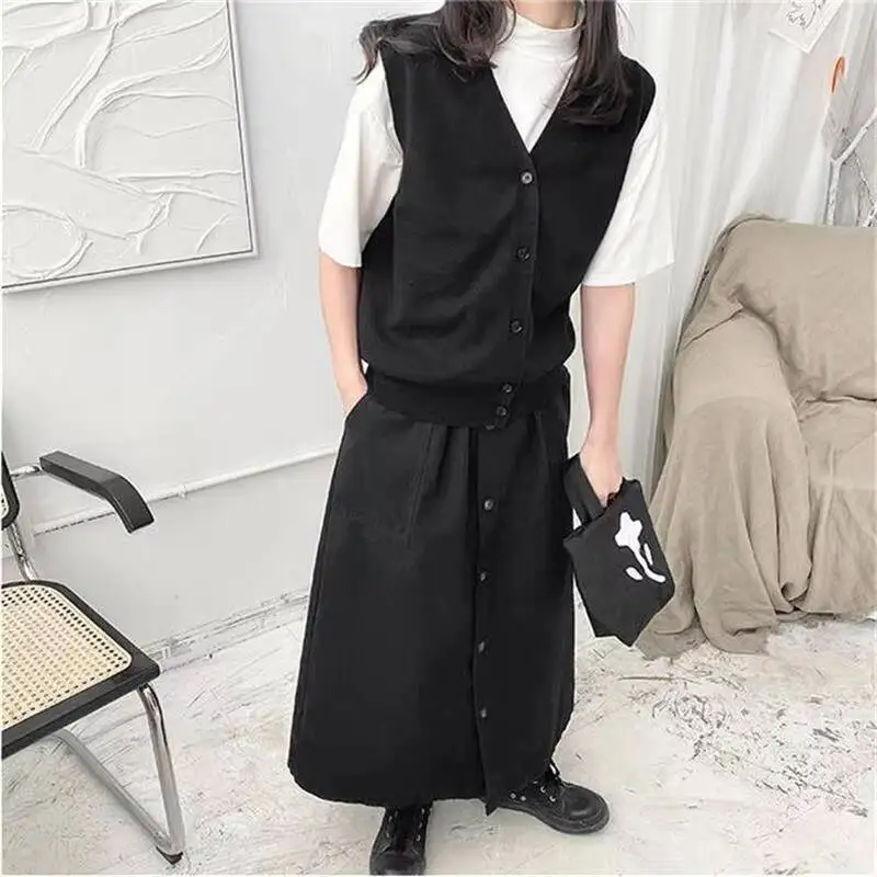 Women's Skirt Summer New Classic Dark Japanese Fashion Casual Popular Single Breasted Loose Large Skirt