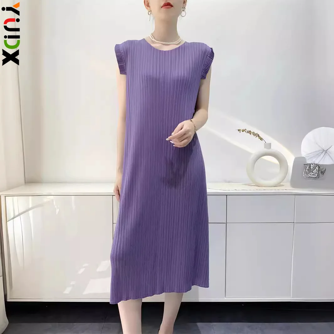 

YUDX Pleated Women's Dress Sleeveless Splicing Comfortable Casual Mid-Length Slim Fashion Temperament Elegant 2024 Summer New