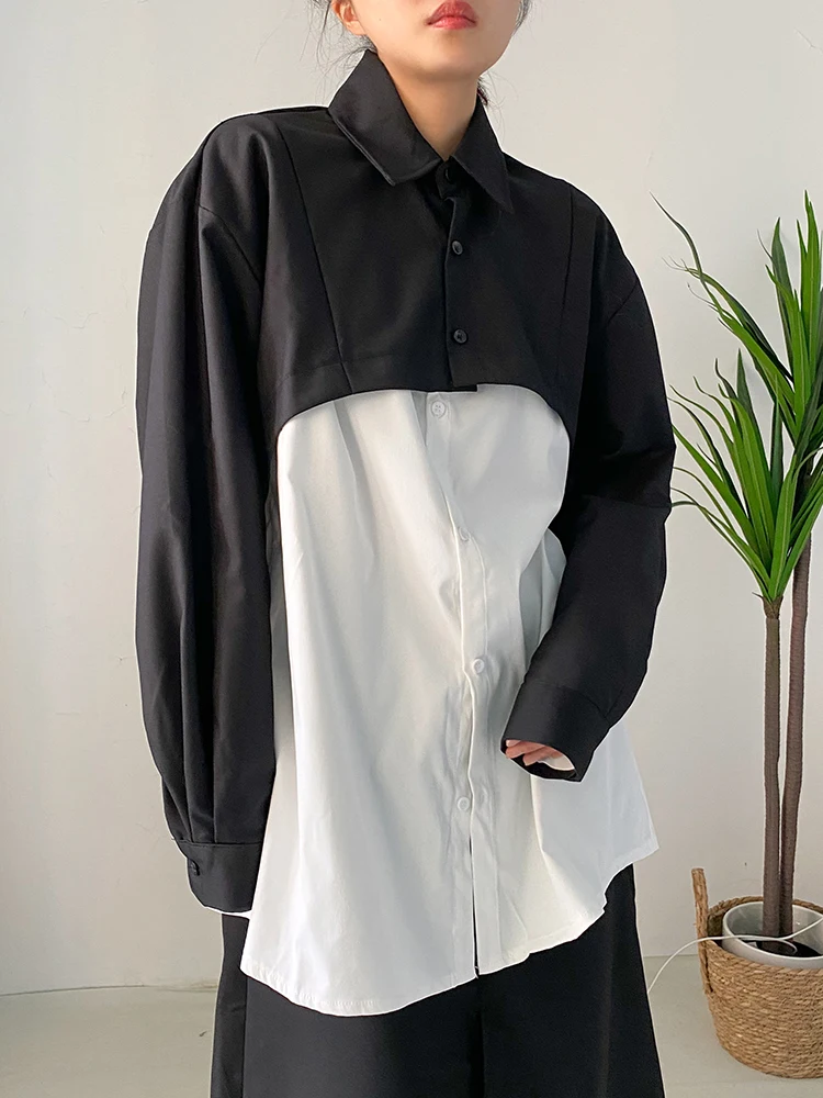 

Dark Function Short Sleeveless Women's Shirt Trendy Loose Fit Cotton Polyester Blend Long Sleeve Collar Button up Shirt