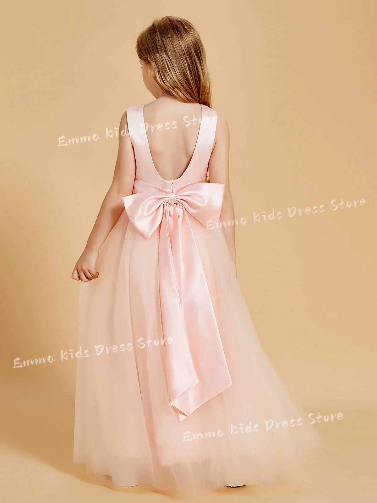

EMMA Custom Flower Girl Dress Wedding Light Pink Sleeveless Lace First Communion Children's Birthday Party Ball Gown