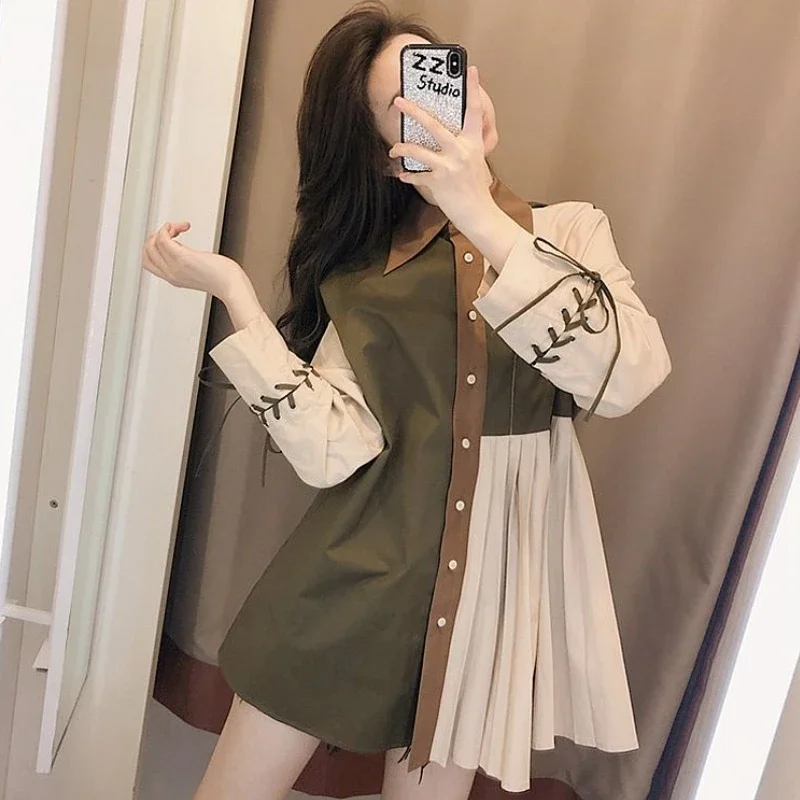 Spliced Shirts Women Designer Streetwear Personal Elegant Korean Fashion Irregular Aesthetics Camisas Popular Sweet Casual Baggy