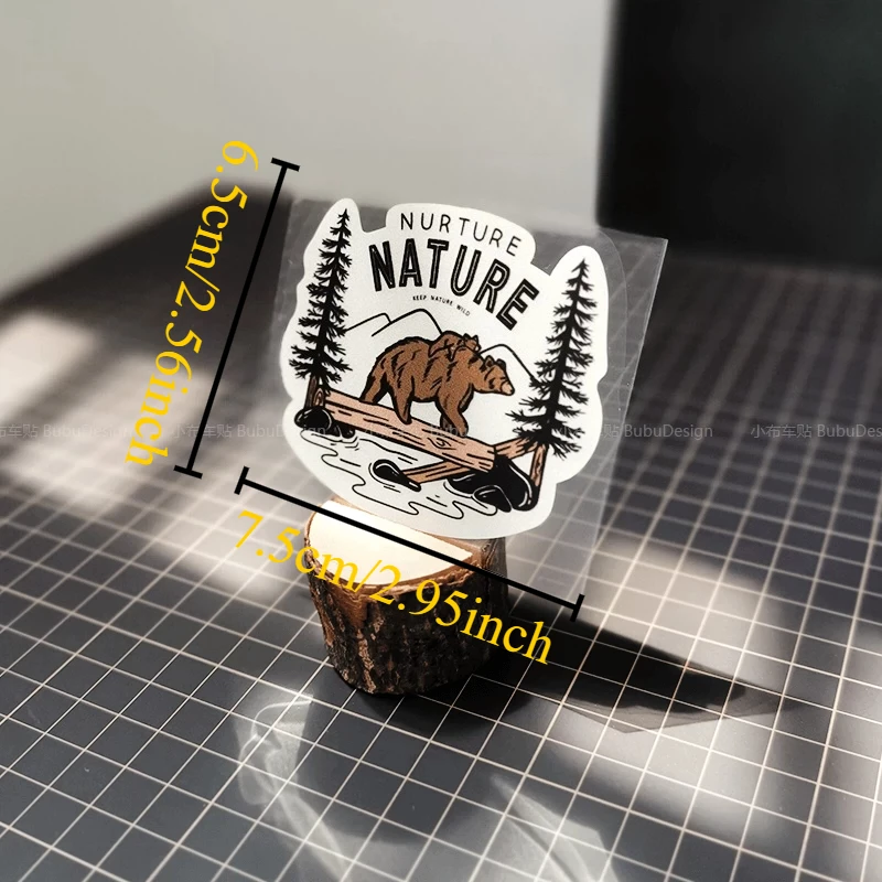 1pc 2D Flat Vintage Camping Vinyl Decals, Waterproof Nature Stickers for Car Laptop Motorcycle Helmet Decor