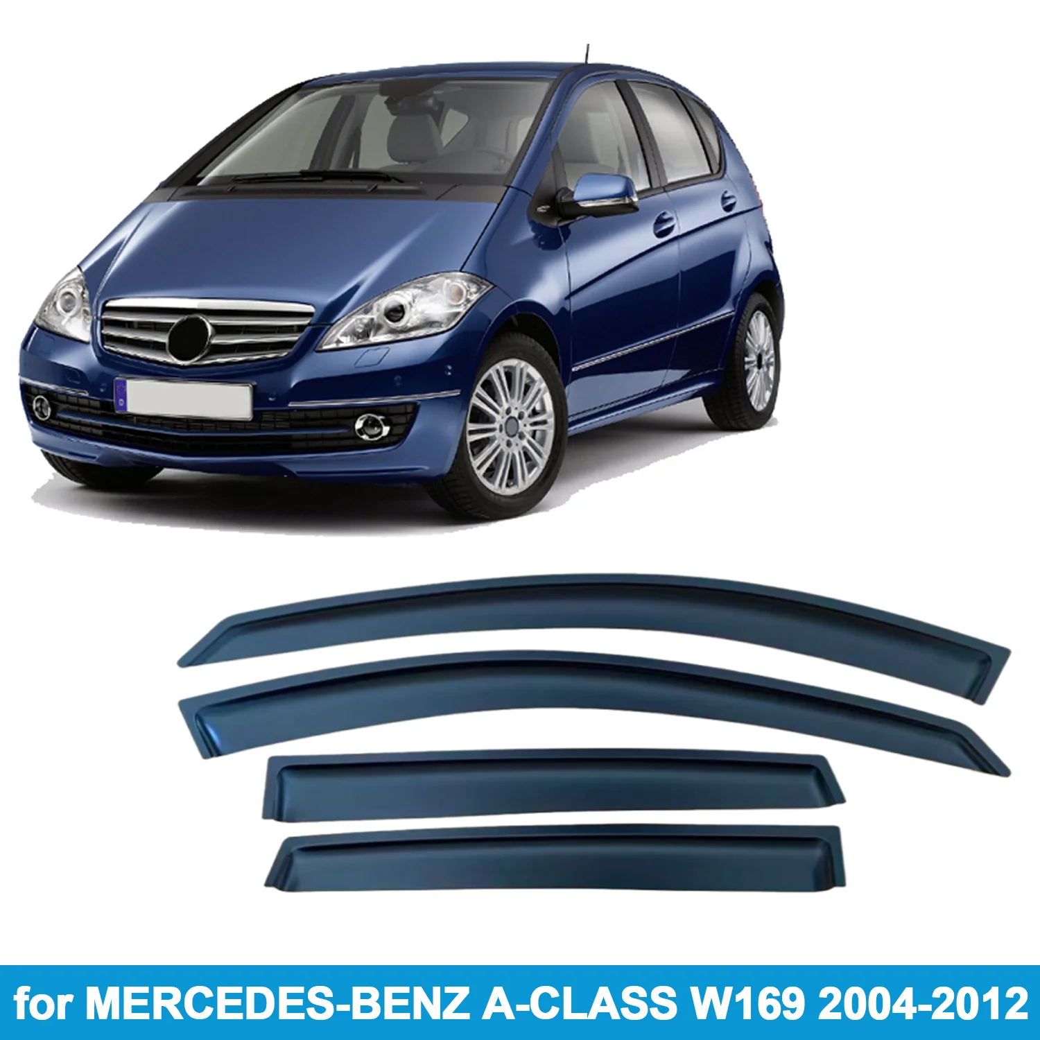 

Window Visor for MERCEDES-BENZ A-CLASS W169 2004-2012 Rain Guard Side Vent Deflector Weathershield Outside-Mount Tape On