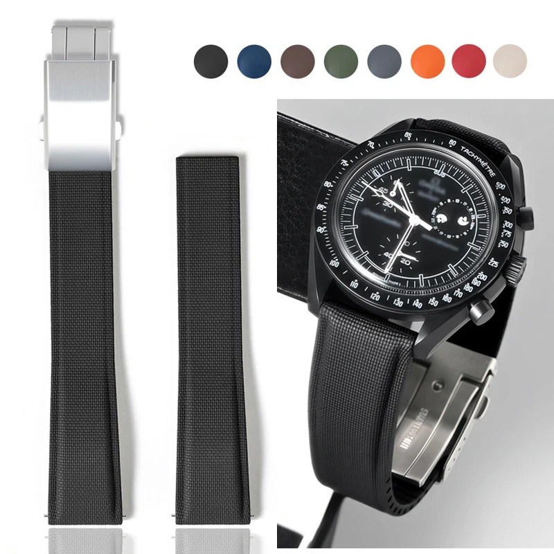 Cut to Size Fluoro Rubber Watch Strap 18/19/20/21/22/23/24mm Woven Pattern FKM Men Sport Deployant Buckle Watch Band Bracelet