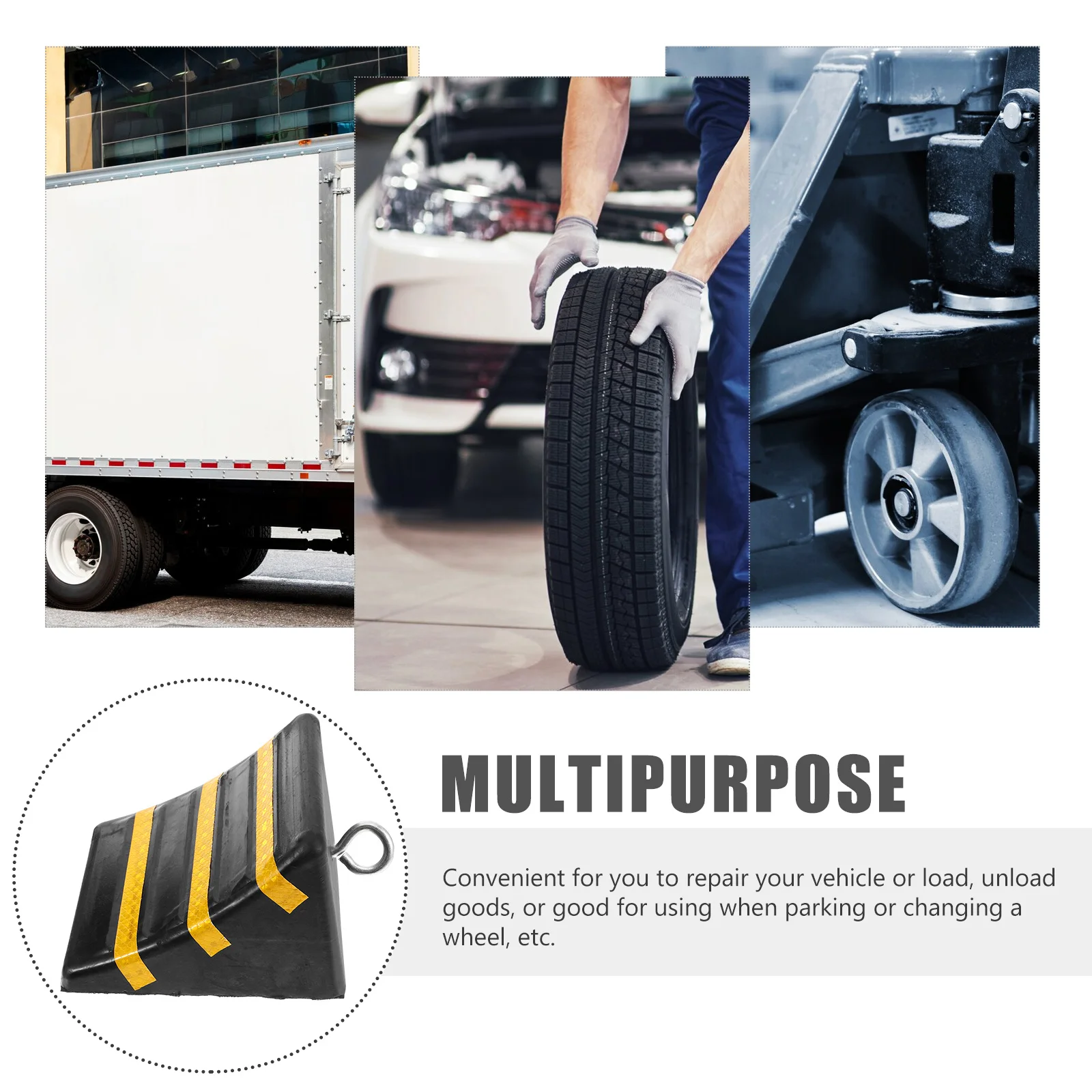 

Car Rubber Wheel Chock Heavy Duty Tire Stopper Prevent Vehicle Moving Compact Size for Rv Motorcycle Trailer Parking Repair