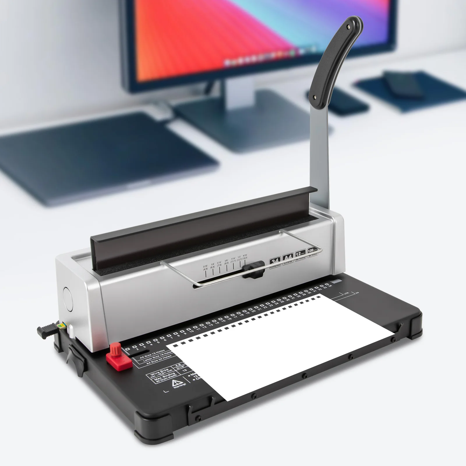 Binding Machine 34 Holes Metal Coil Binding Machine Wire Binder Machine for A4 120 Sheet