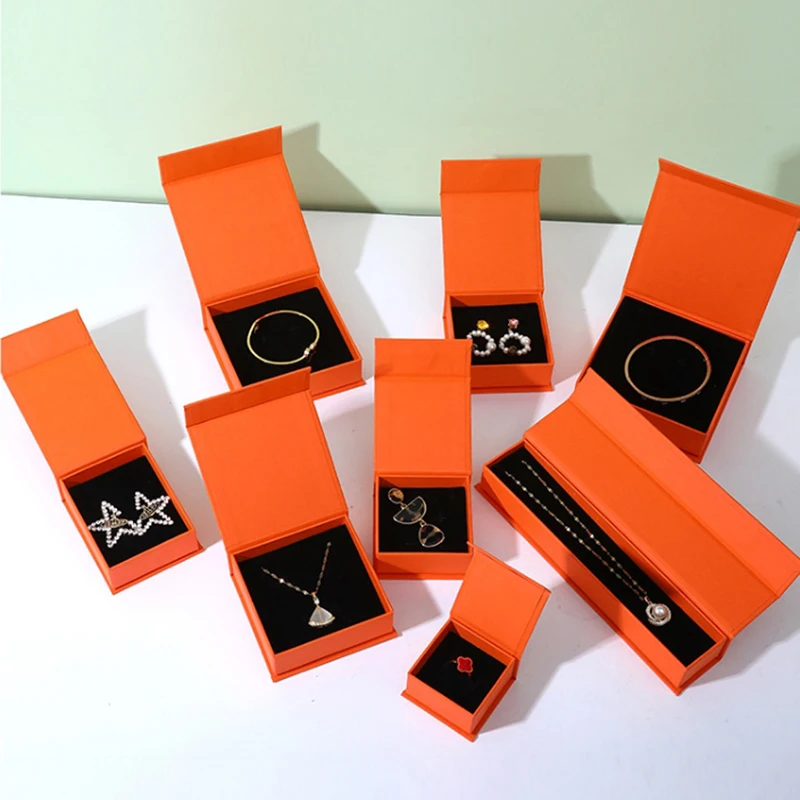 10pcs Magnet Clamshell Small Gift Boxes For Wedding Birthday Party Jewelry Ring Necklace Packaging Box Custom Logo Paper Box