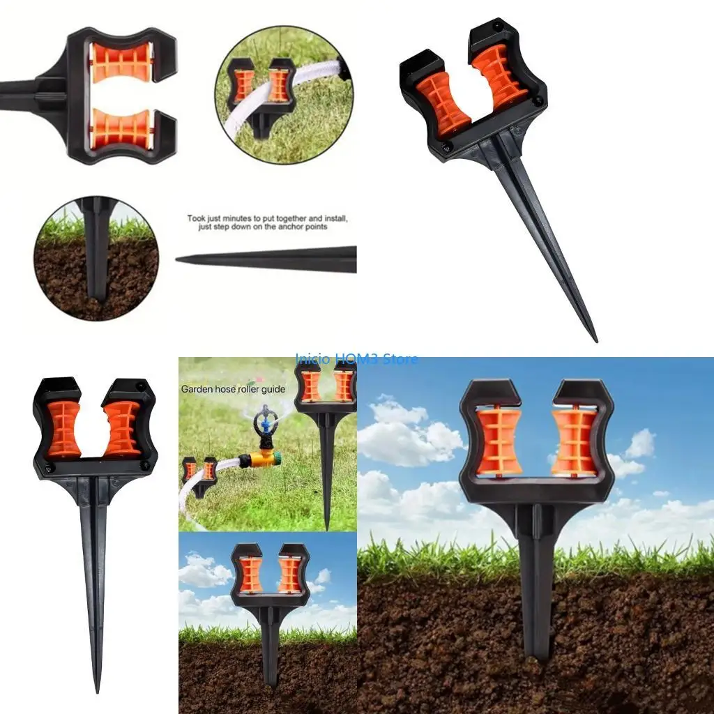 A5YD Garden Hose Guide Top Roller Soft Water Pipe Positioning Pointed Head Lawn Hose Guide Spikes Holder