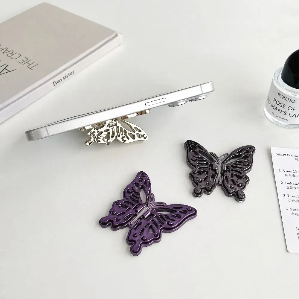 New Fashion Butterfly Mini Phone Holder Back Adhesive Foldable Back Sticker Bracket Creative Accessories Support Frame Universal