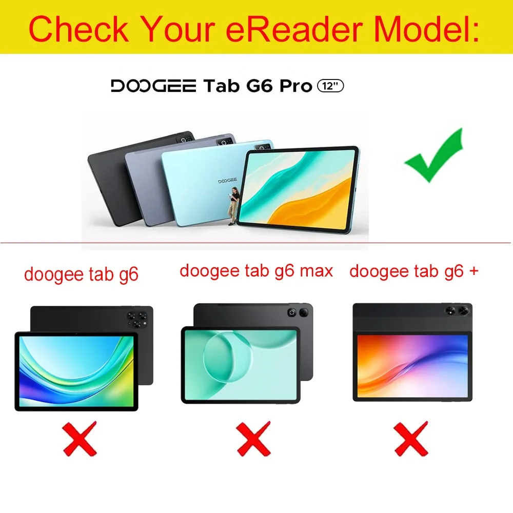 Funda Case For DOOGEE TAB G6 Pro Case, 12' Inch Tablet PC PU Leather Two-fold Stand Case Cover with Hand Strap, Pencil Holder