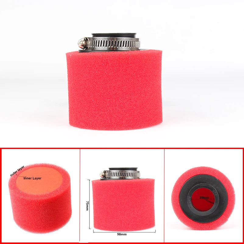 35mm fit PZ19 carburetor black red Neck Foam Air Filter Sponge Cleaner Moped Scooter 110cc Dirt Pit Bike Motorcycle Kayo BSE